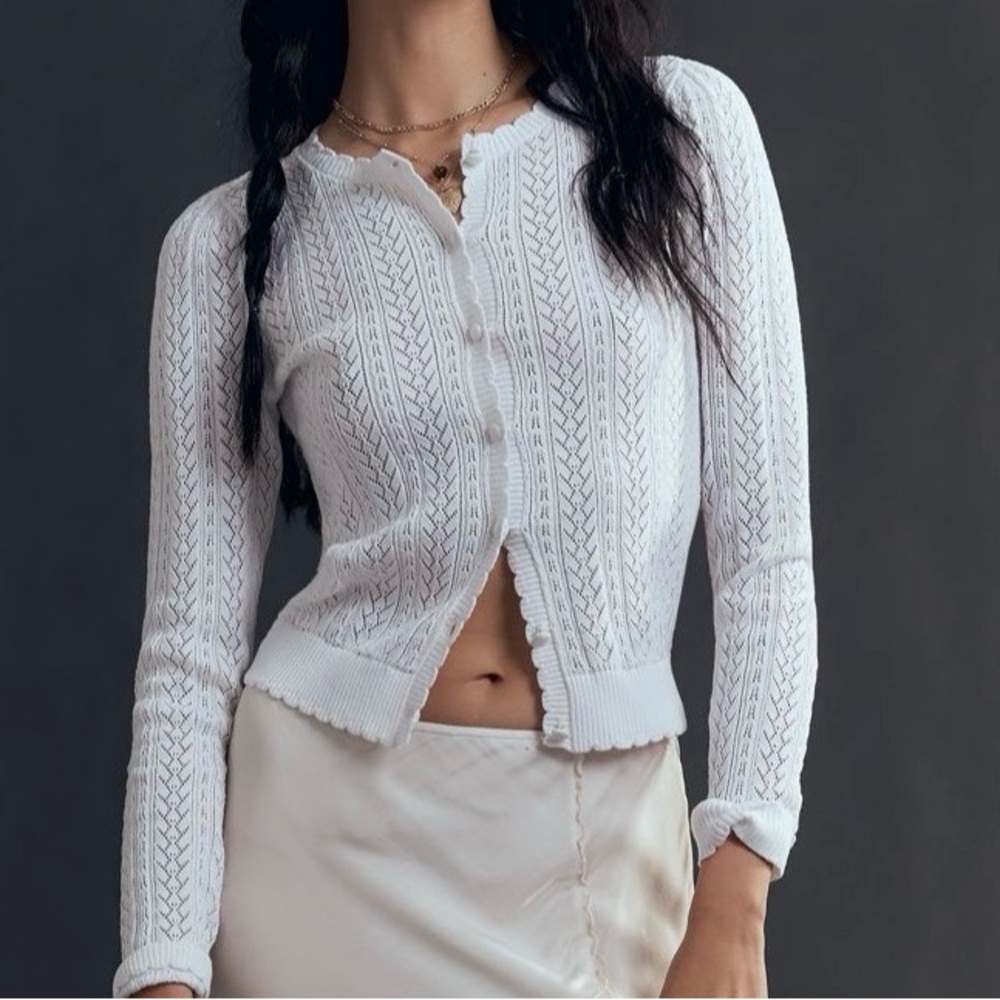 Anthropologie White Cardigan